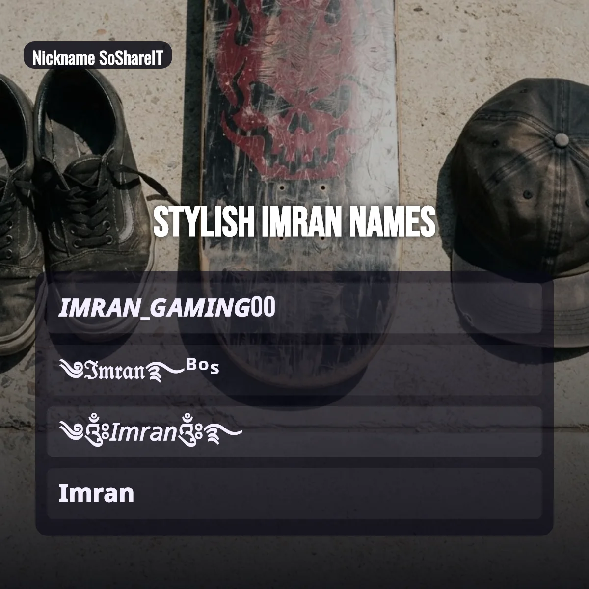 Stylish Imran names with fonts and symbols