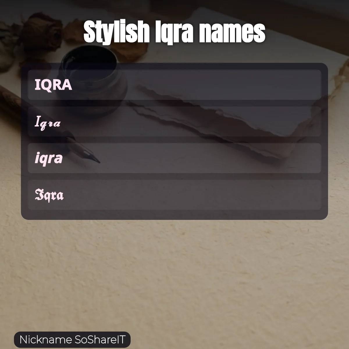 Stylish Iqra names with fonts and symbols