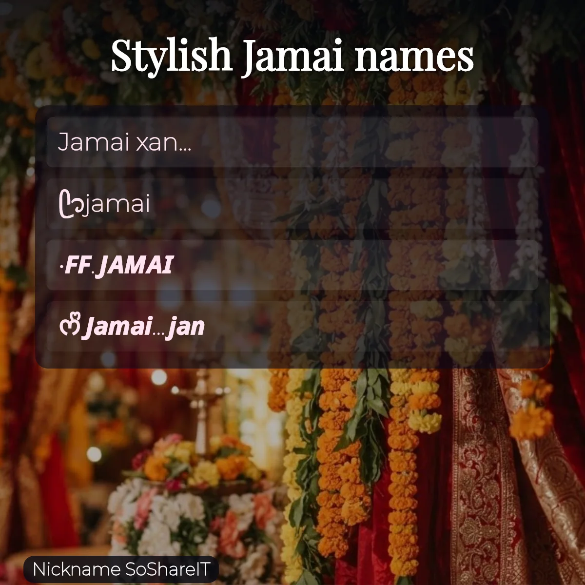 Stylish Jamai names with fonts and symbols