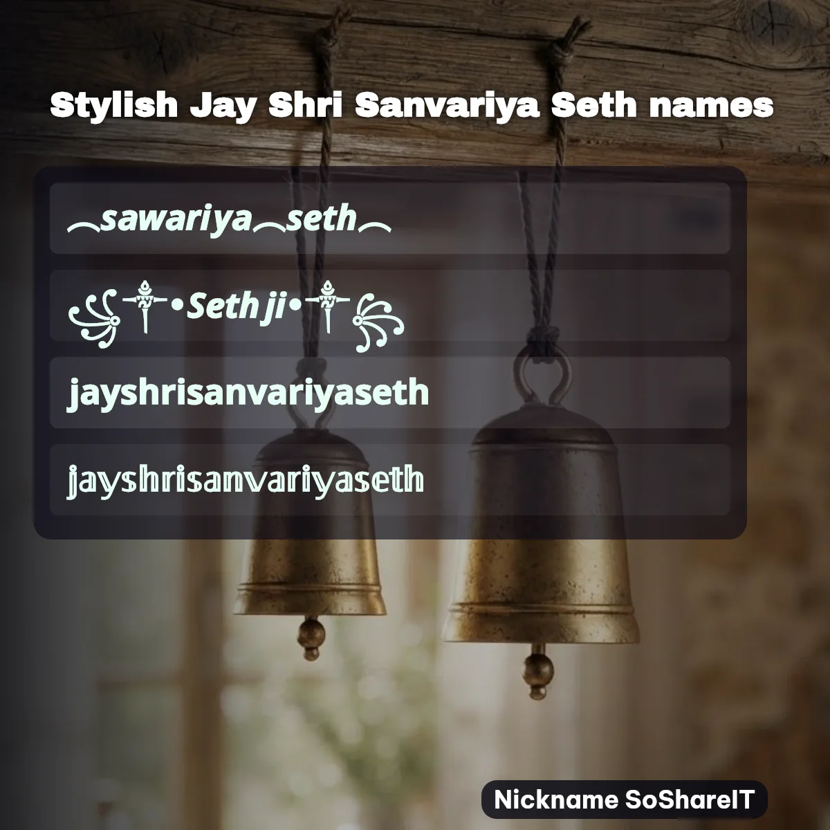 Stylish Jay Shri Sanvariya Seth names with fonts and symbols