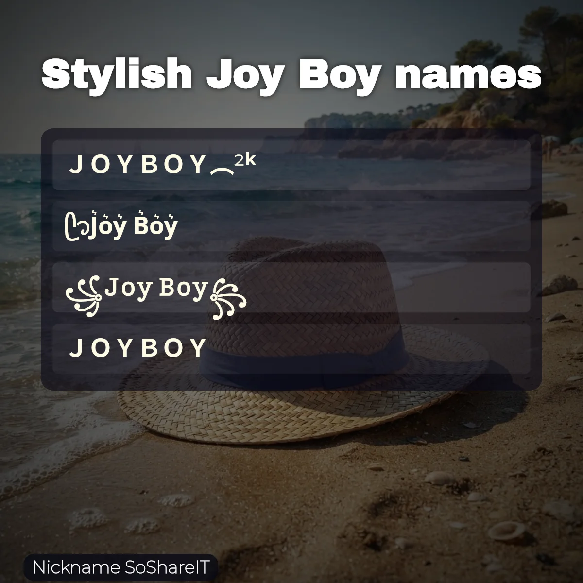 Stylish Joy Boy names with fonts and symbols