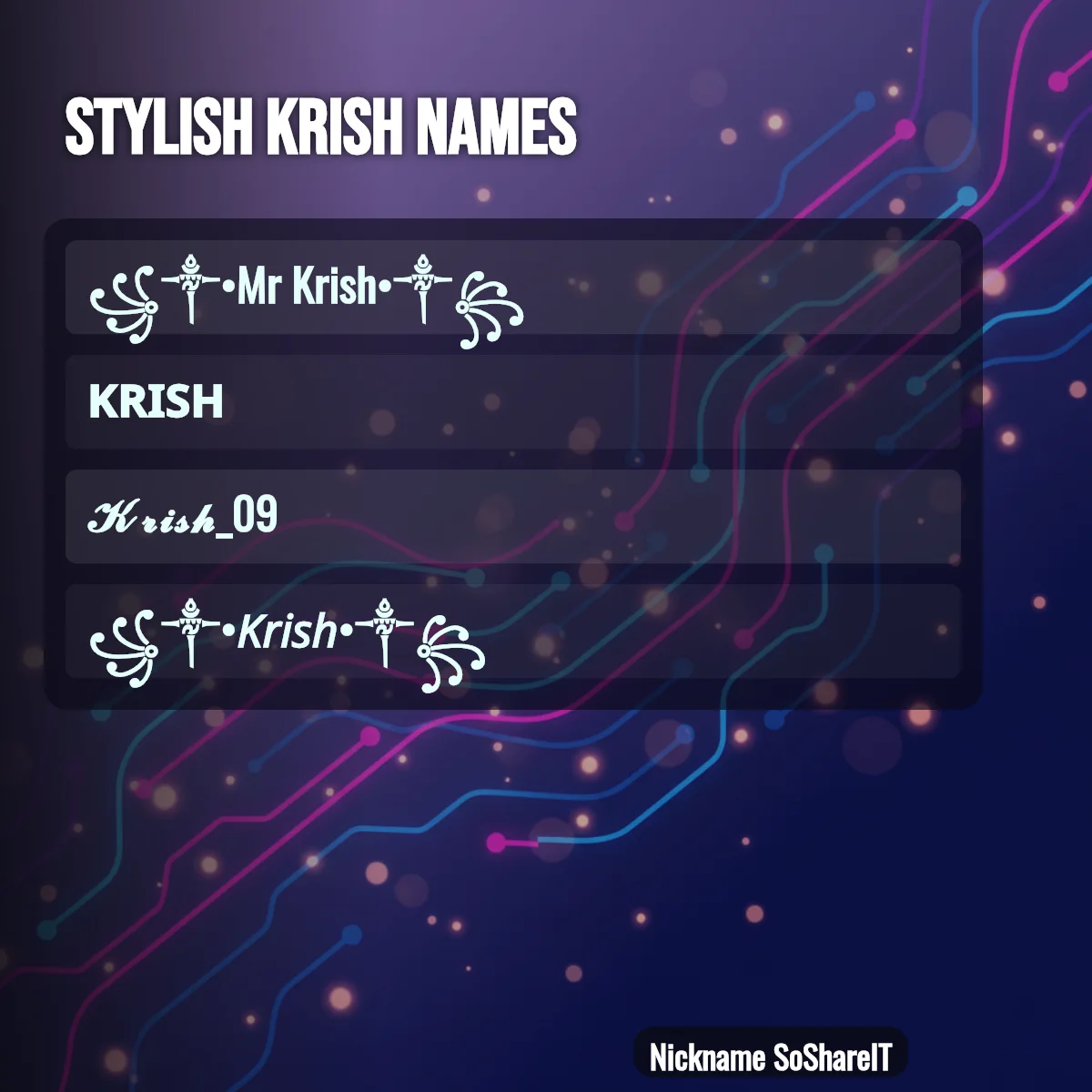 Stylish Krish names with fonts and symbols