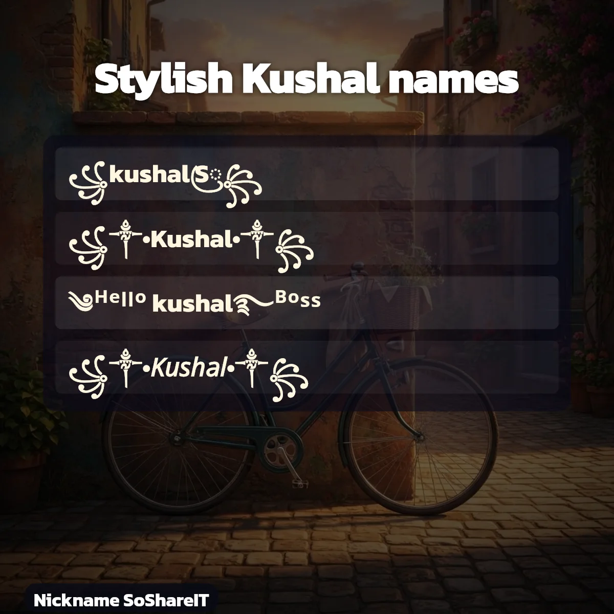 Stylish Kushal names with fonts and symbols
