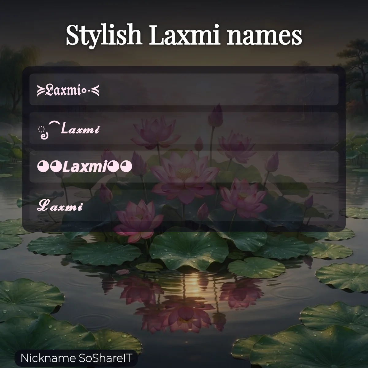 Stylish Laxmi names with fonts and symbols