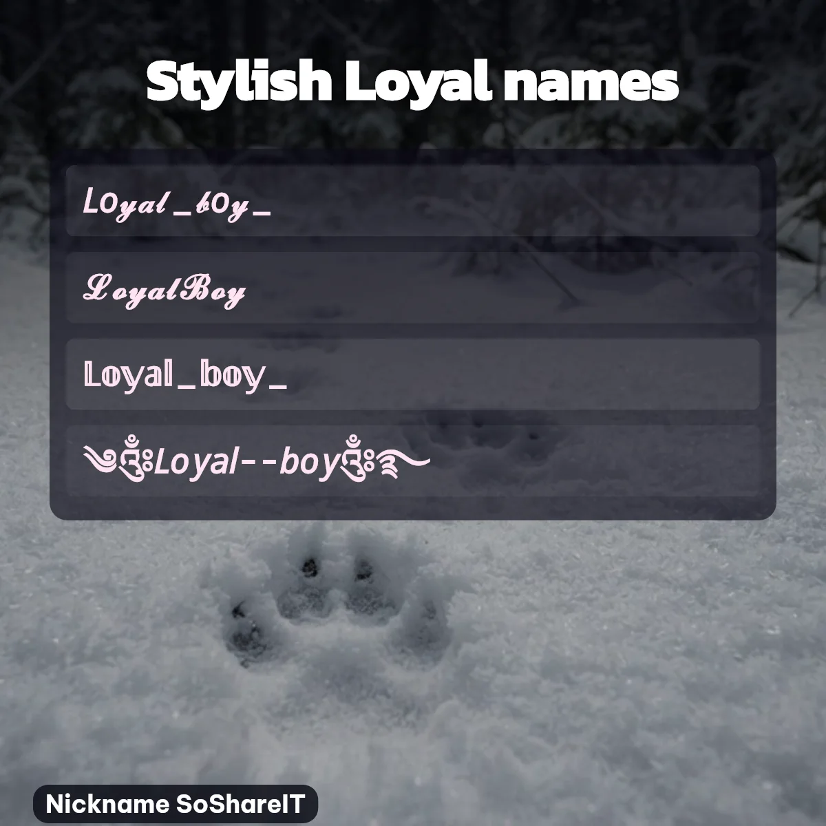 Stylish Loyal names with fonts and symbols
