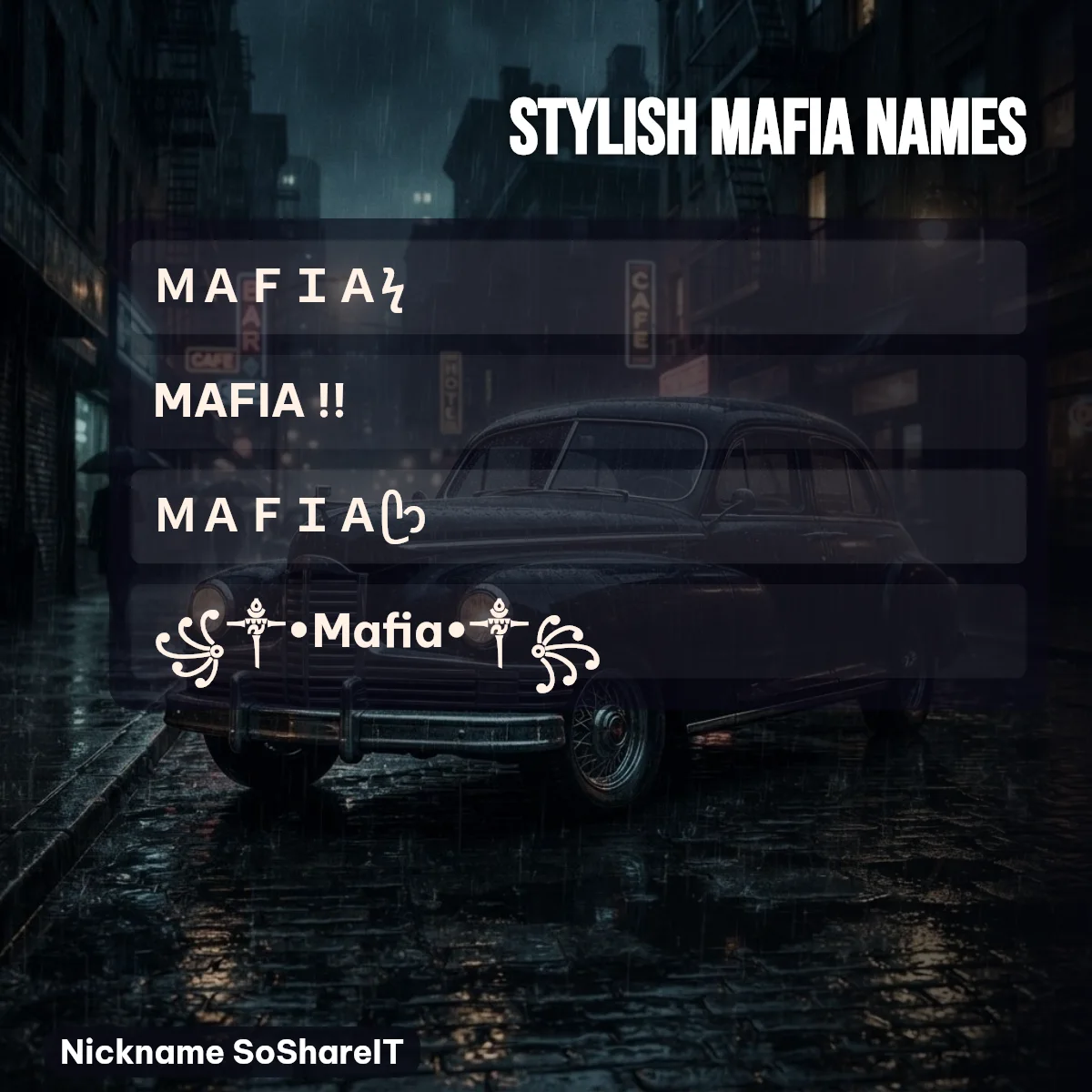 Stylish Mafia names with fonts and symbols