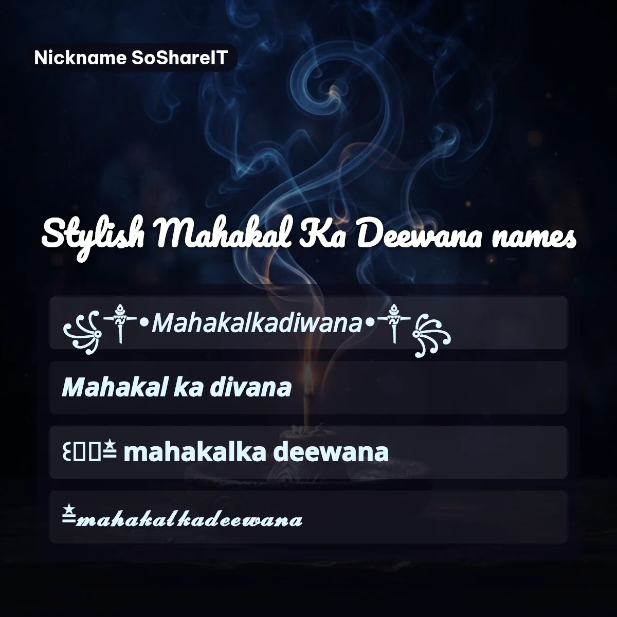 Stylish Mahakal Ka Deewana names with fonts and symbols