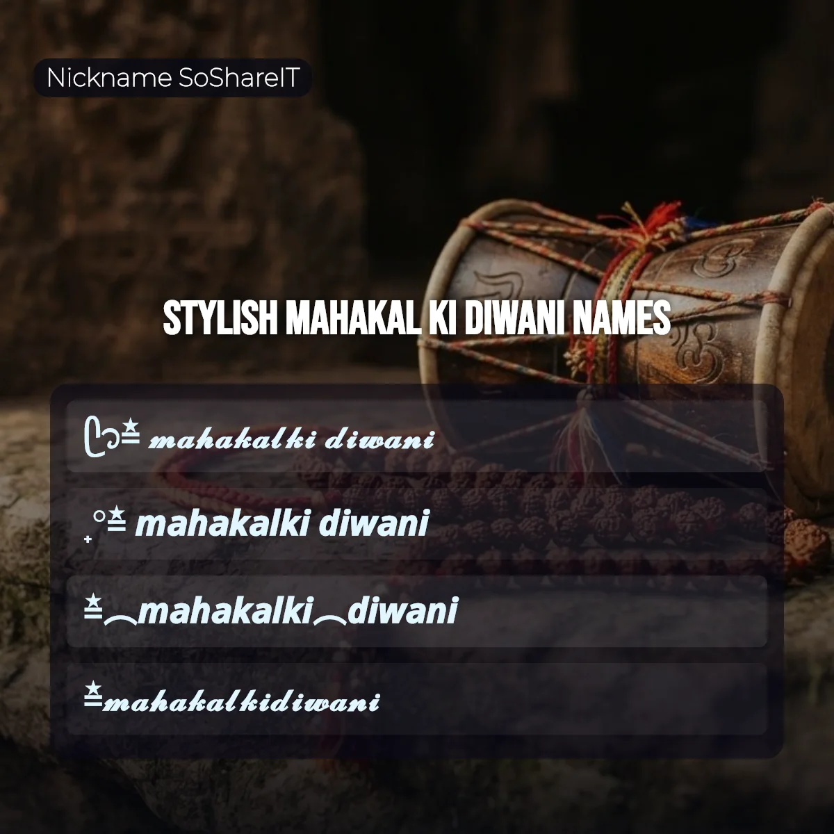Stylish Mahakal Ki Diwani names with fonts and symbols