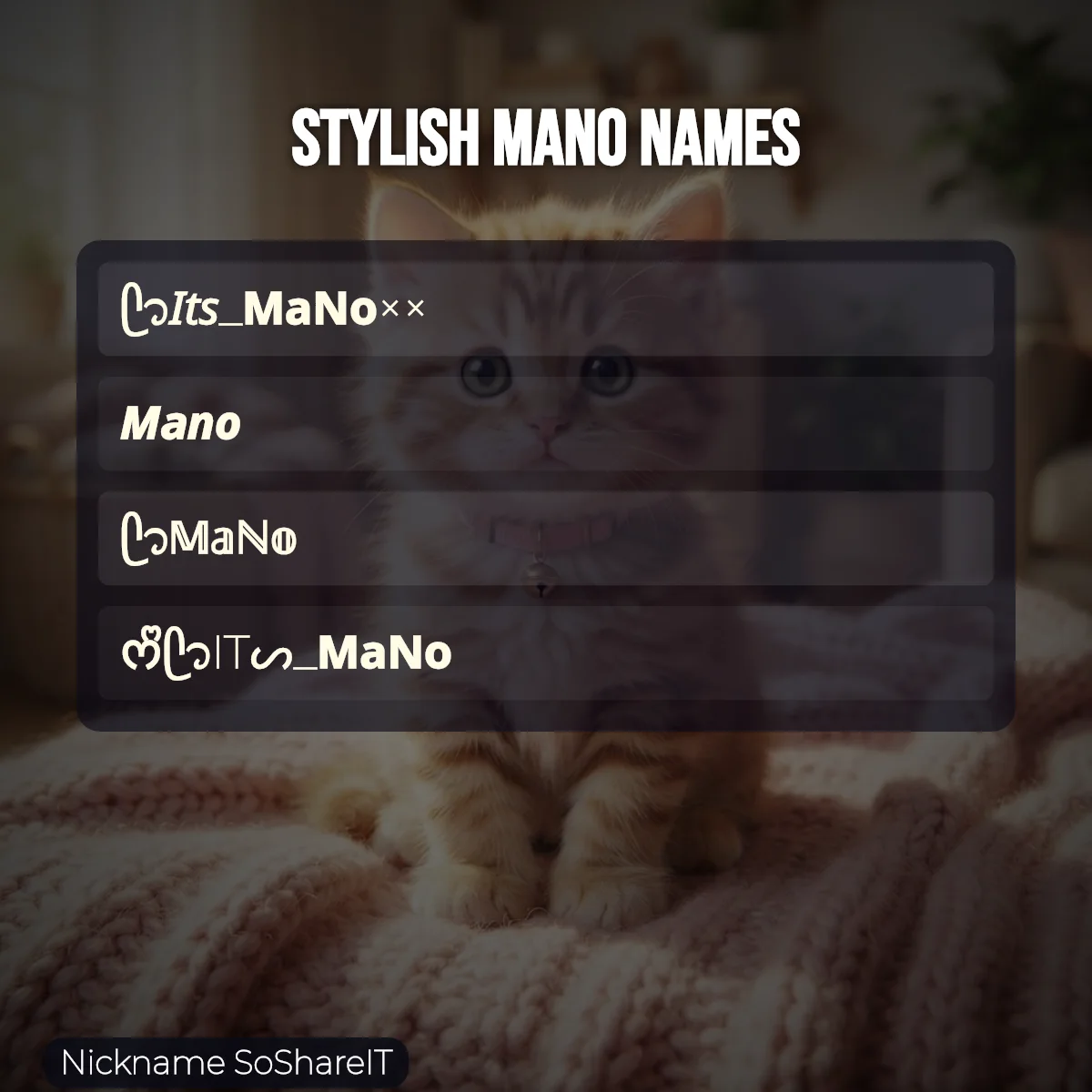 Stylish MaNo names with fonts and symbols
