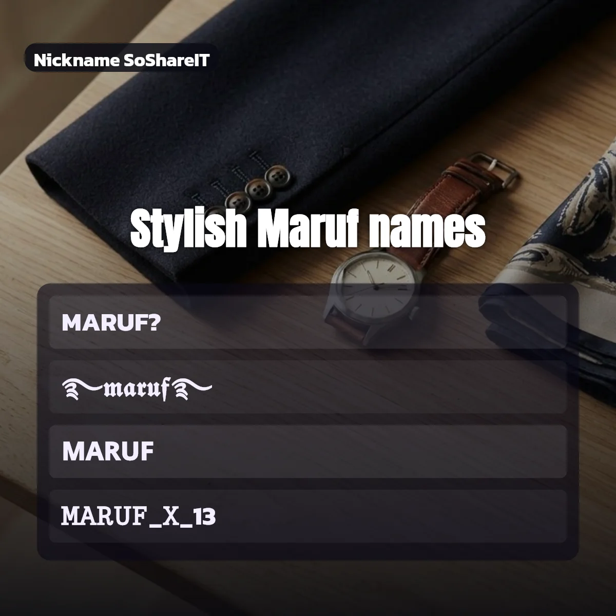 Stylish Maruf names with fonts and symbols