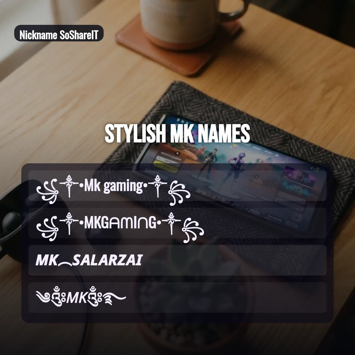 Stylish Mk names with fonts and symbols