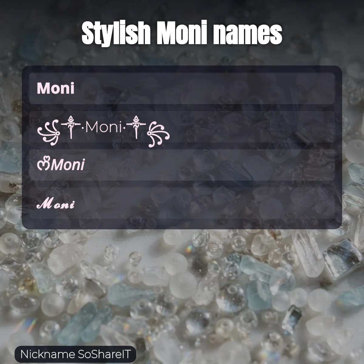 Stylish Moni names with fonts and symbols