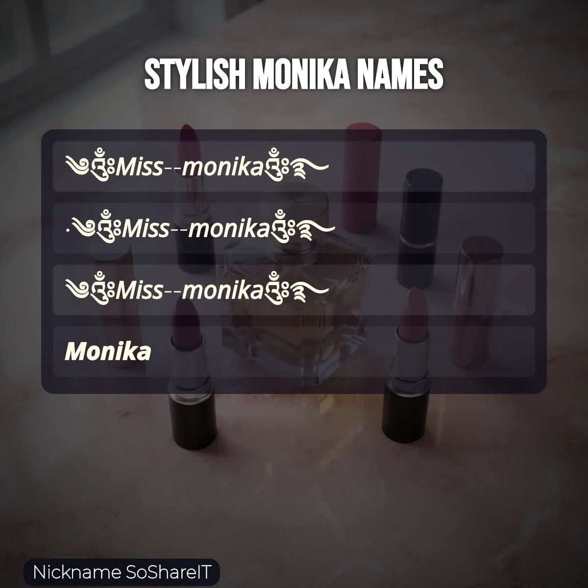 Stylish Monika names with fonts and symbols