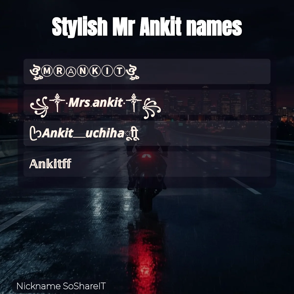 Stylish Mr Ankit names with fonts and symbols