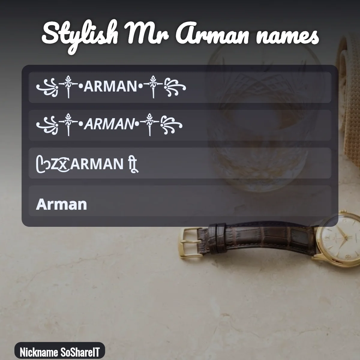 Stylish Mr Arman names with fonts and symbols