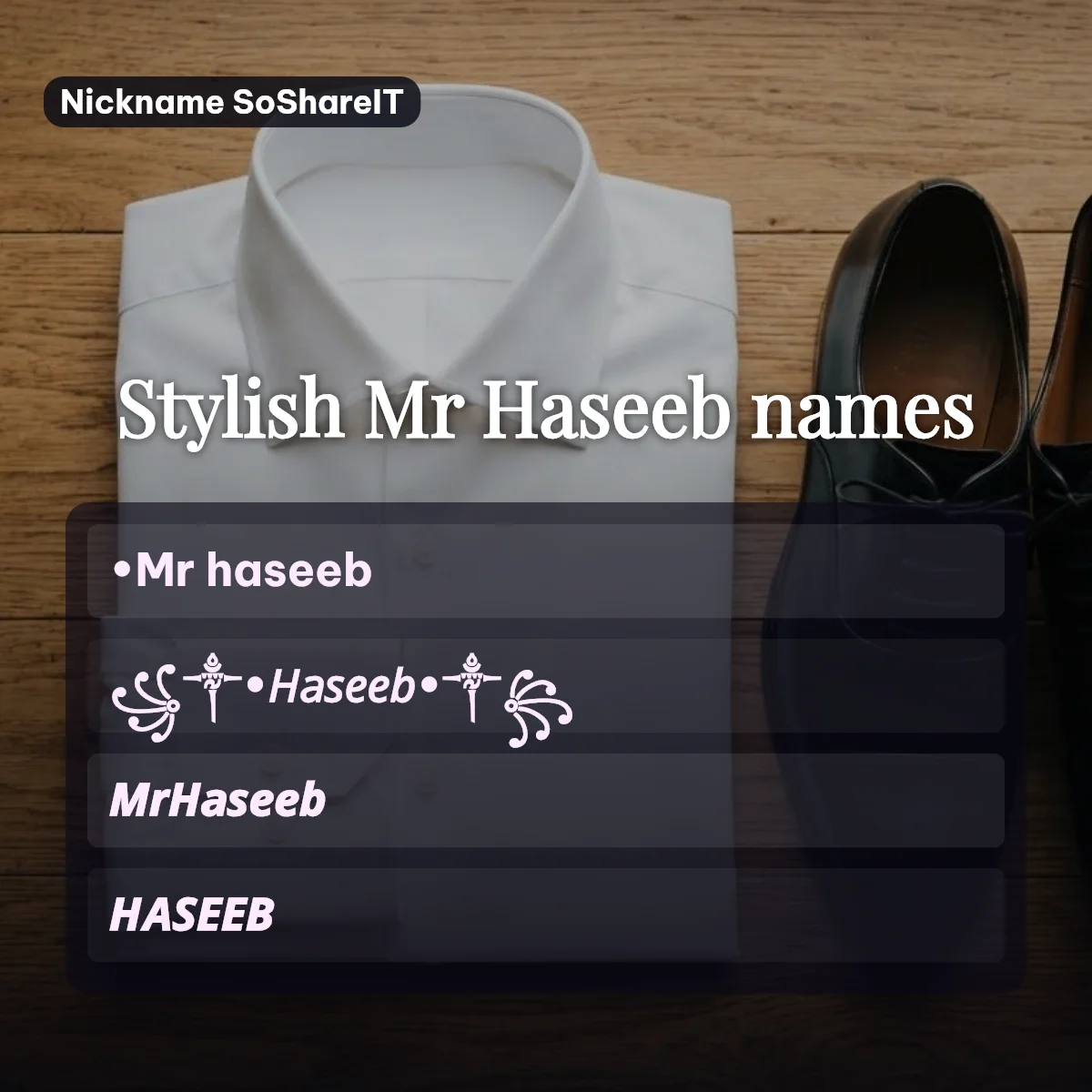 Stylish Mr Haseeb names with fonts and symbols
