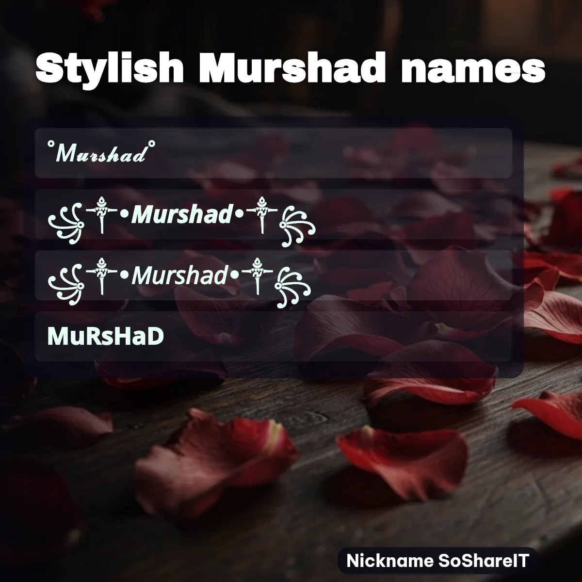 Stylish Murshad names with fonts and symbols