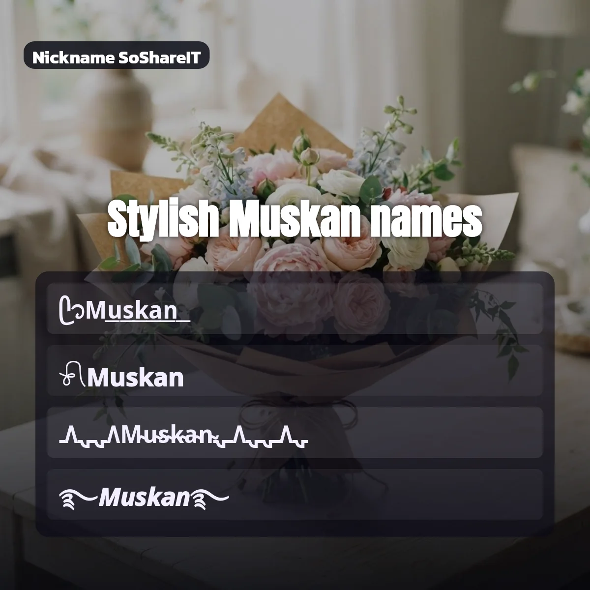 Stylish Muskan names with fonts and symbols