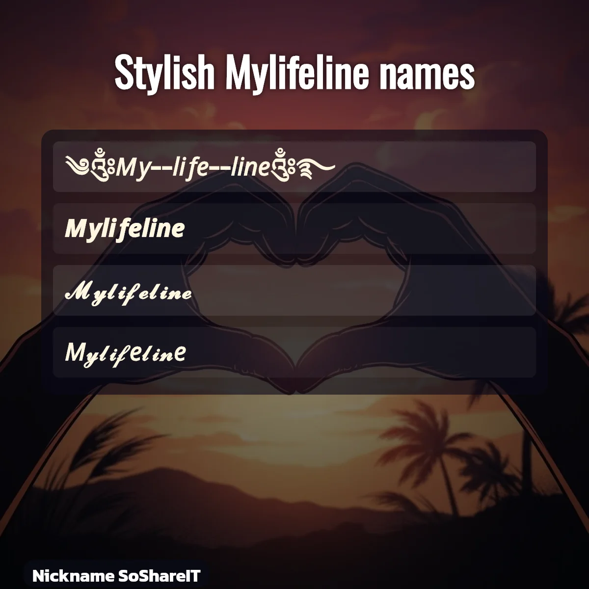 Stylish Mylifeline names with fonts and symbols