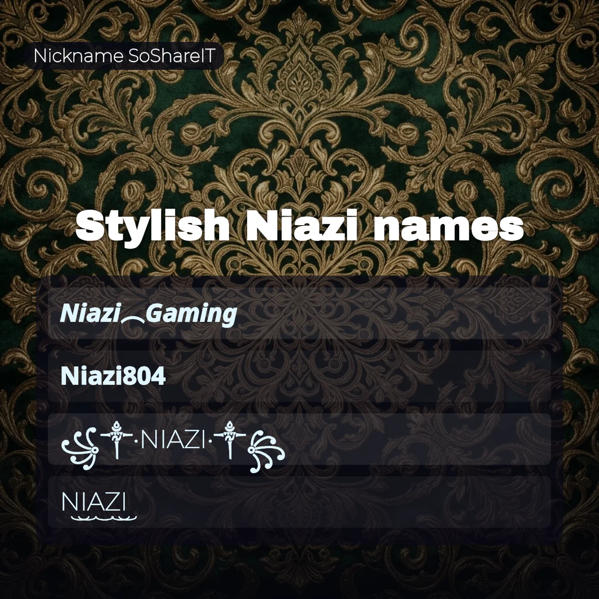Stylish Niazi names with fonts and symbols