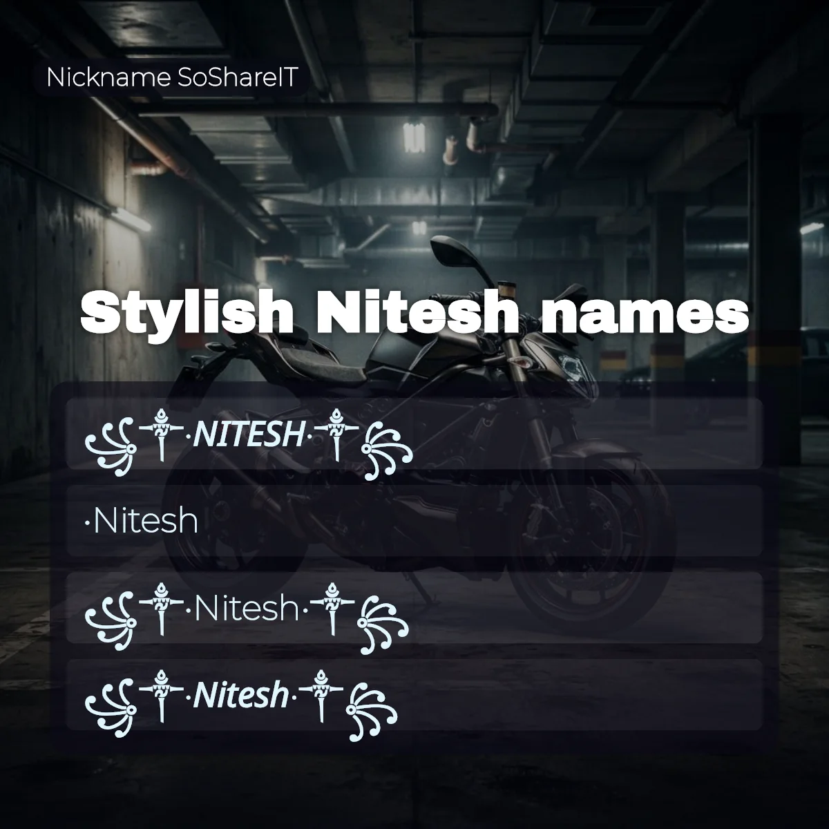 Stylish Nitesh names with fonts and symbols