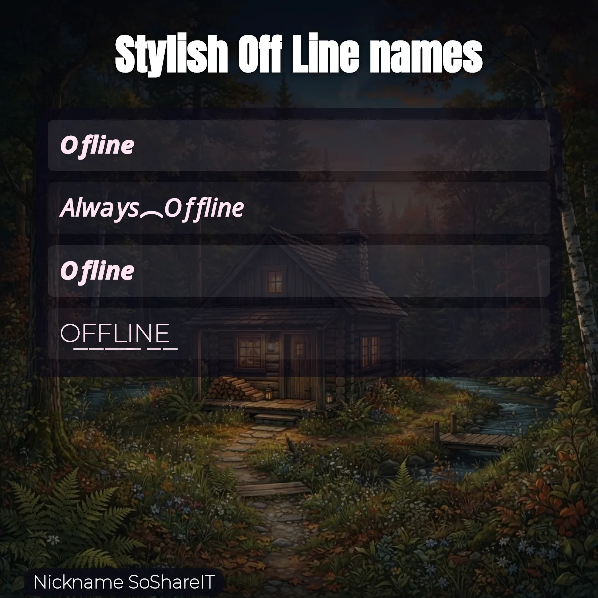 Stylish Off Line names with fonts and symbols