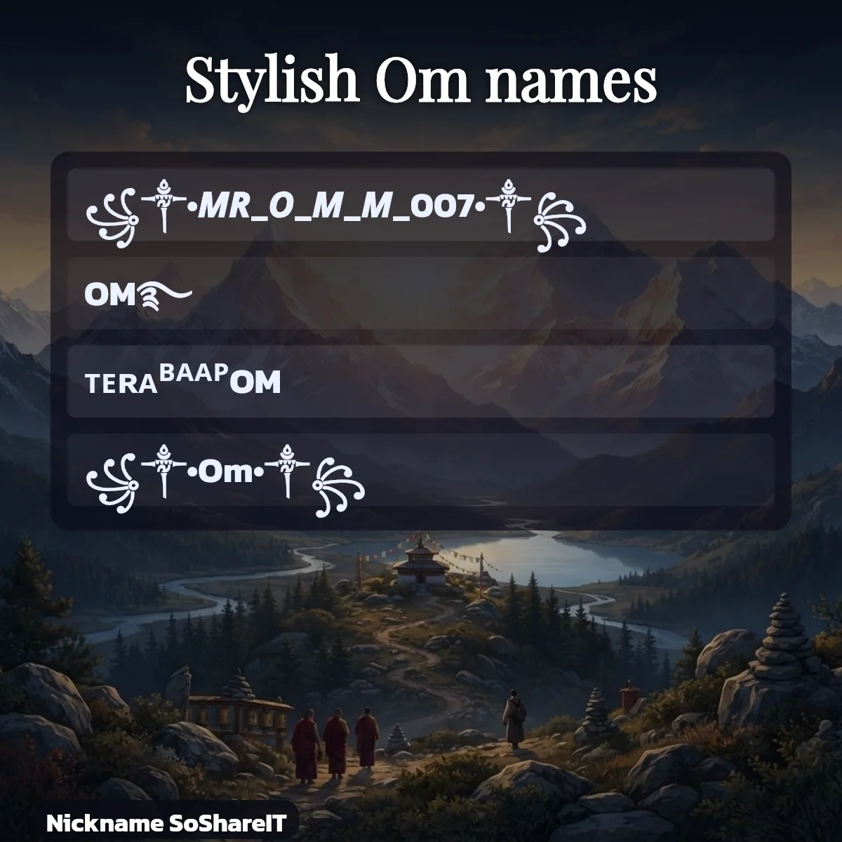 Stylish Om names with fonts and symbols