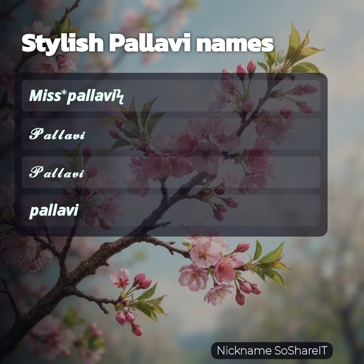 Stylish Pallavi names with fonts and symbols