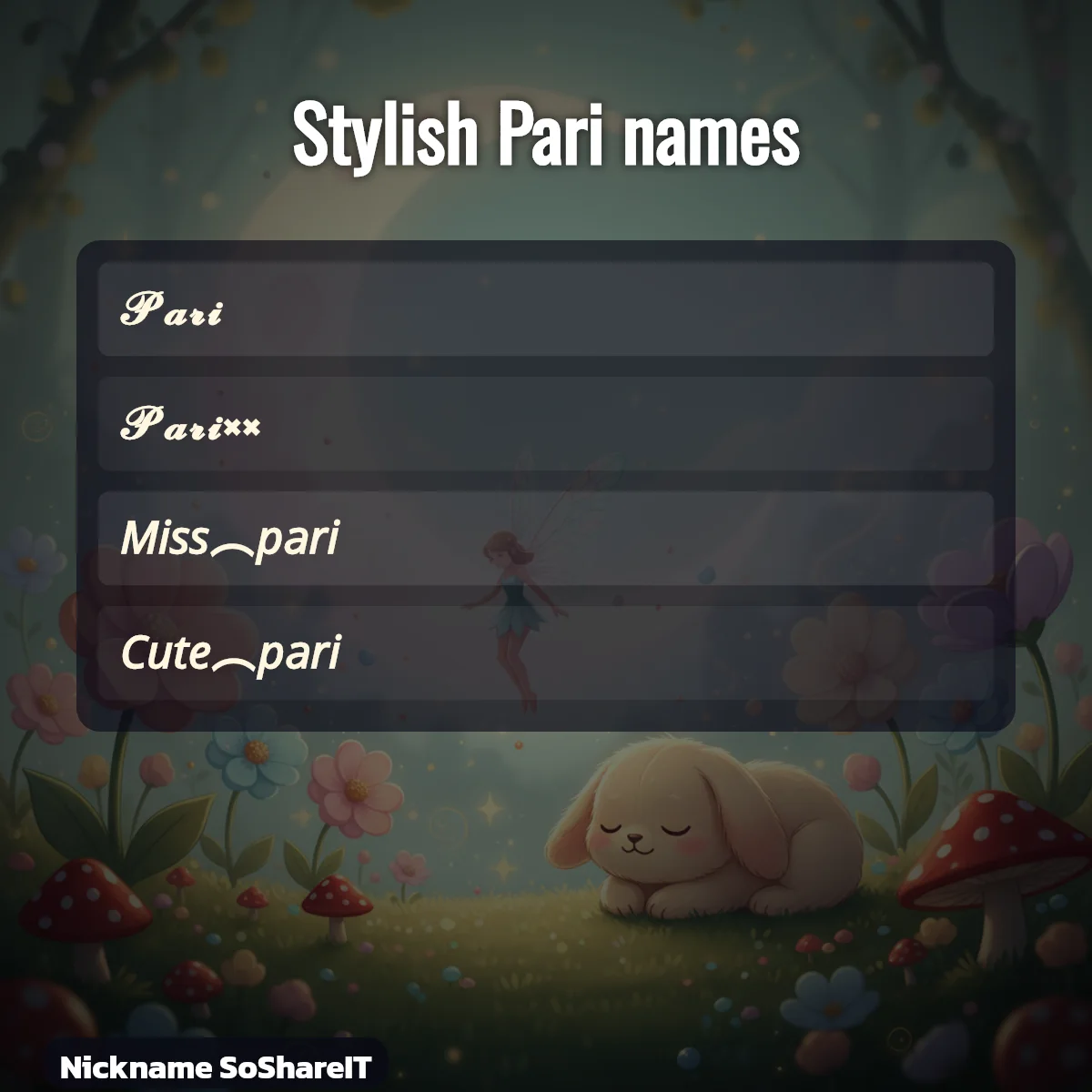 Stylish Pari names with fonts and symbols