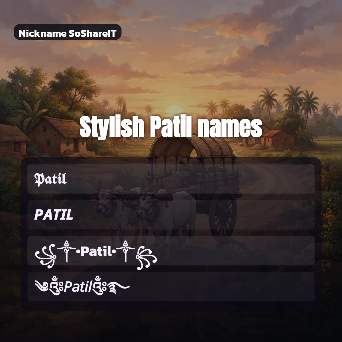 Stylish Patil names with fonts and symbols
