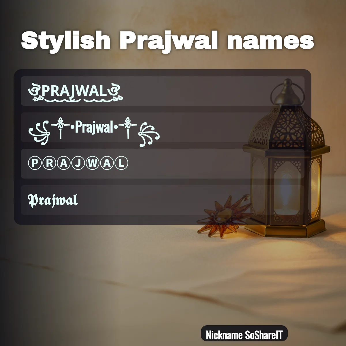Stylish Prajwal names with fonts and symbols