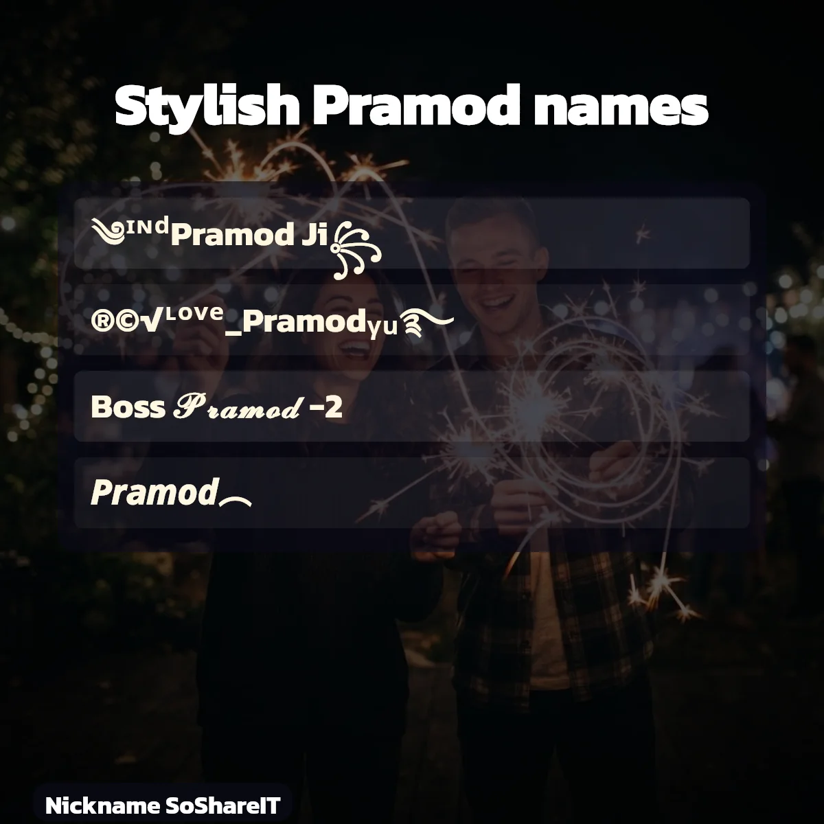 Stylish Pramod names with fonts and symbols