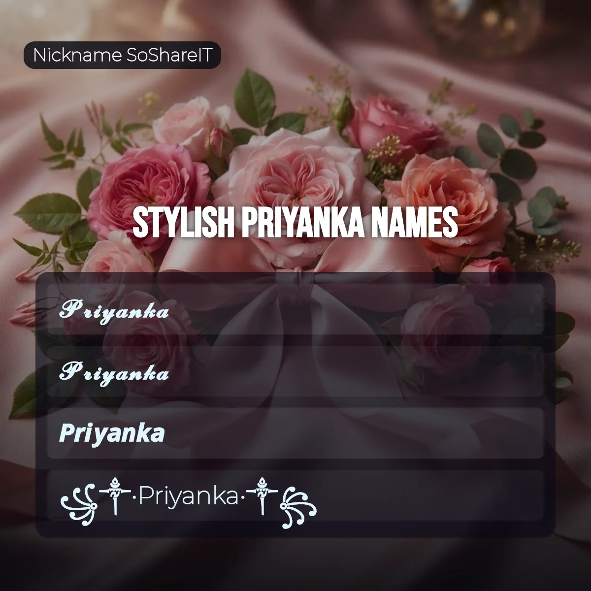 Stylish Priyanka names with fonts and symbols