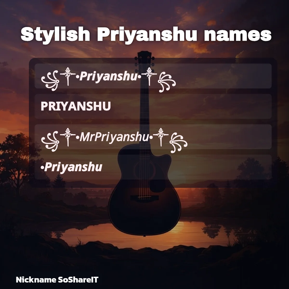 Stylish Priyanshu names with fonts and symbols