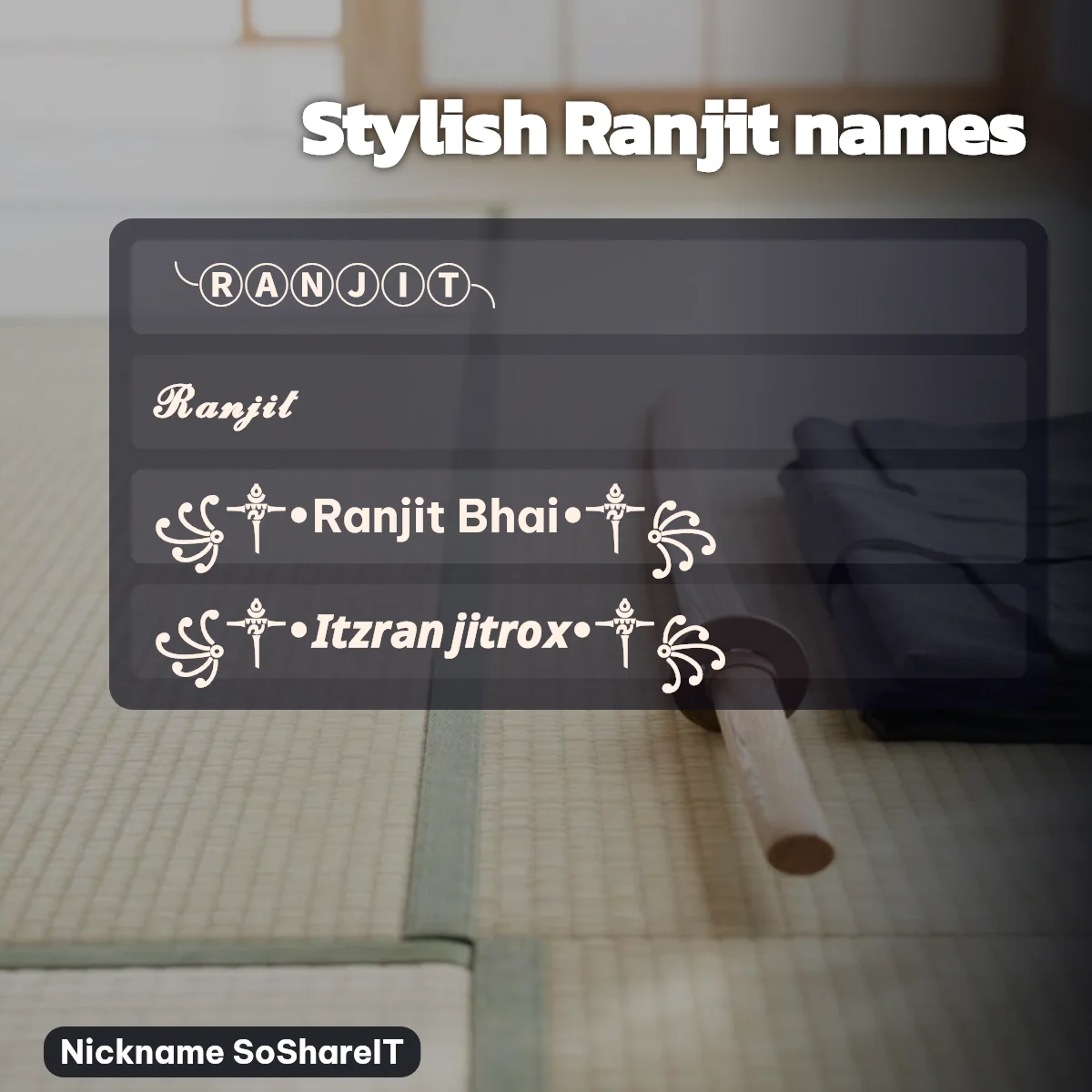 Stylish Ranjit names with fonts and symbols