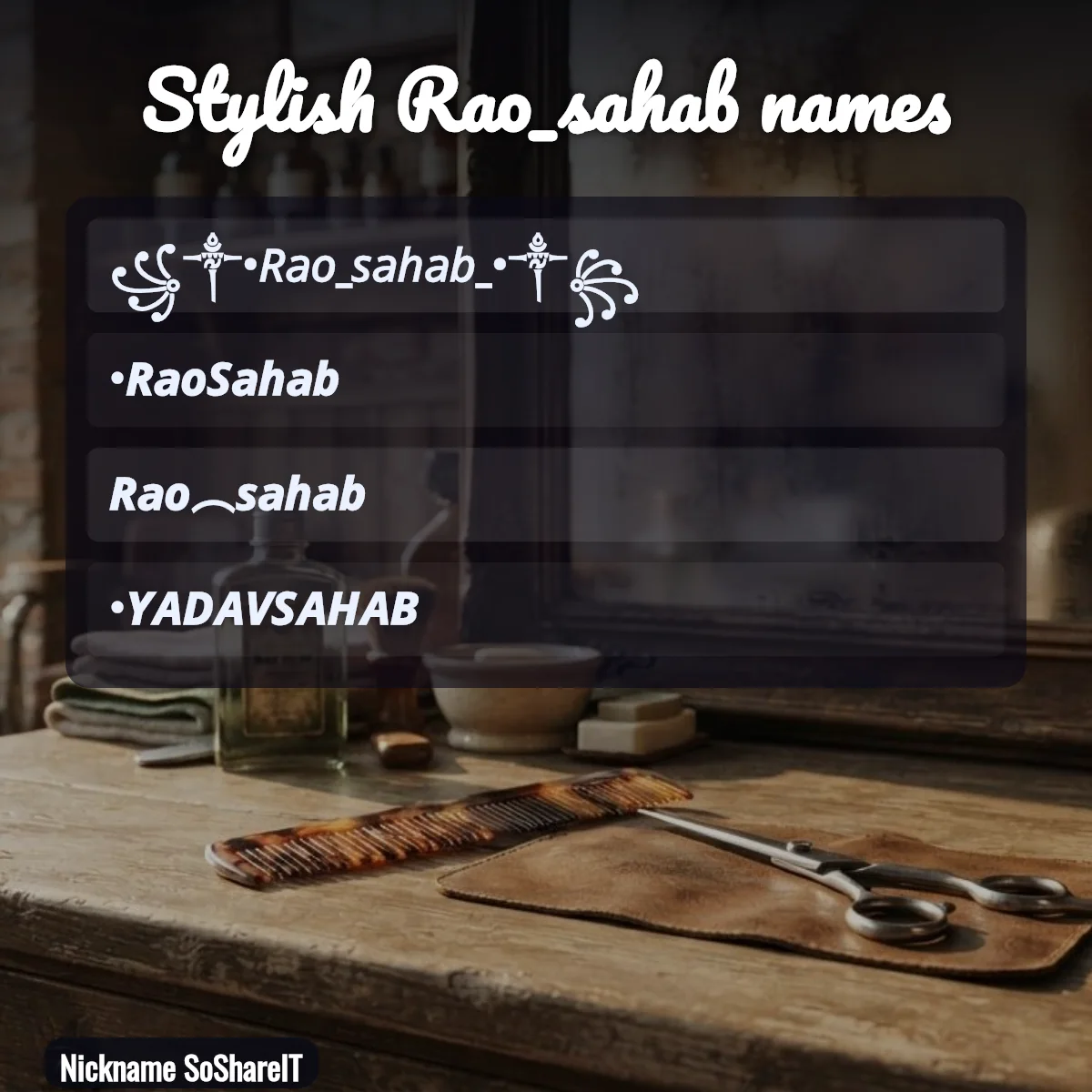 Stylish Rao_sahab names with fonts and symbols