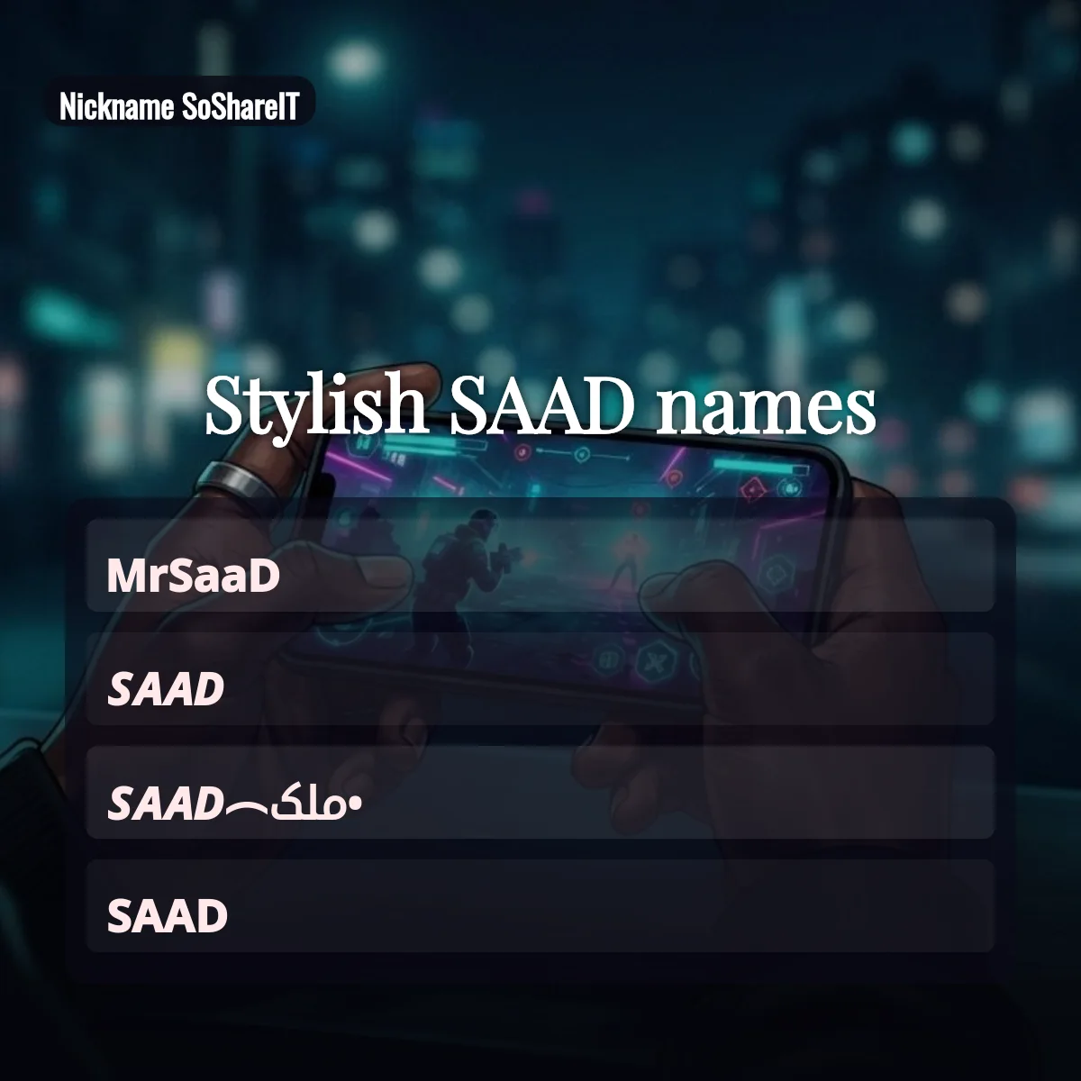 Stylish SAAD names with fonts and symbols