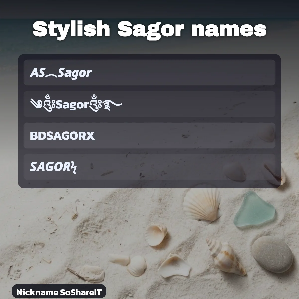 Stylish Sagor names with fonts and symbols