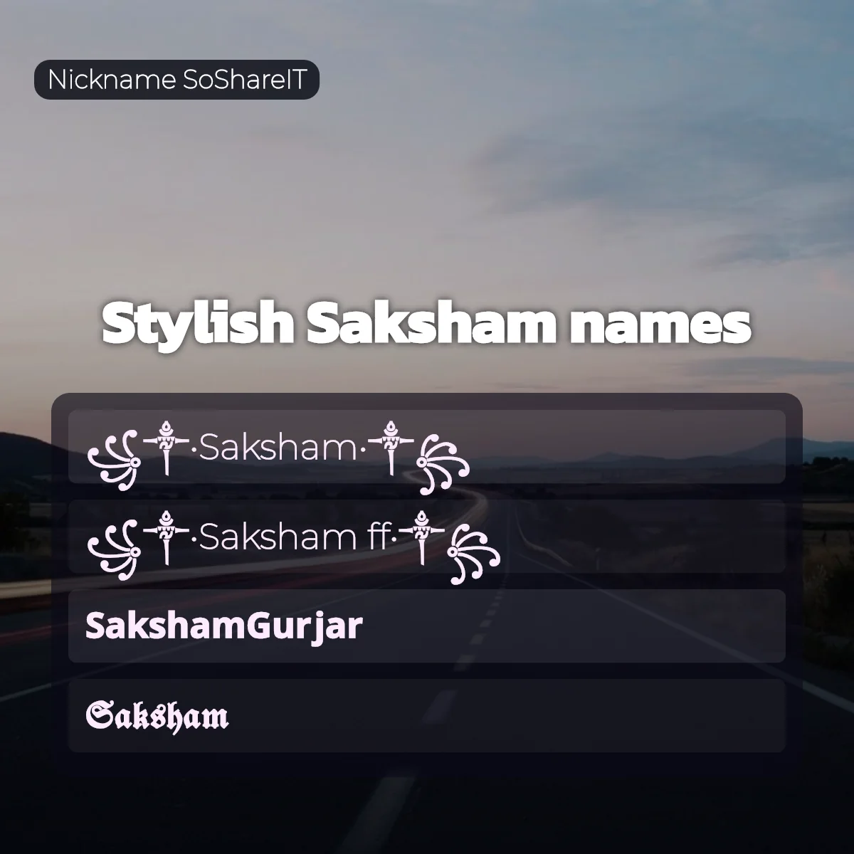Stylish Saksham names with fonts and symbols