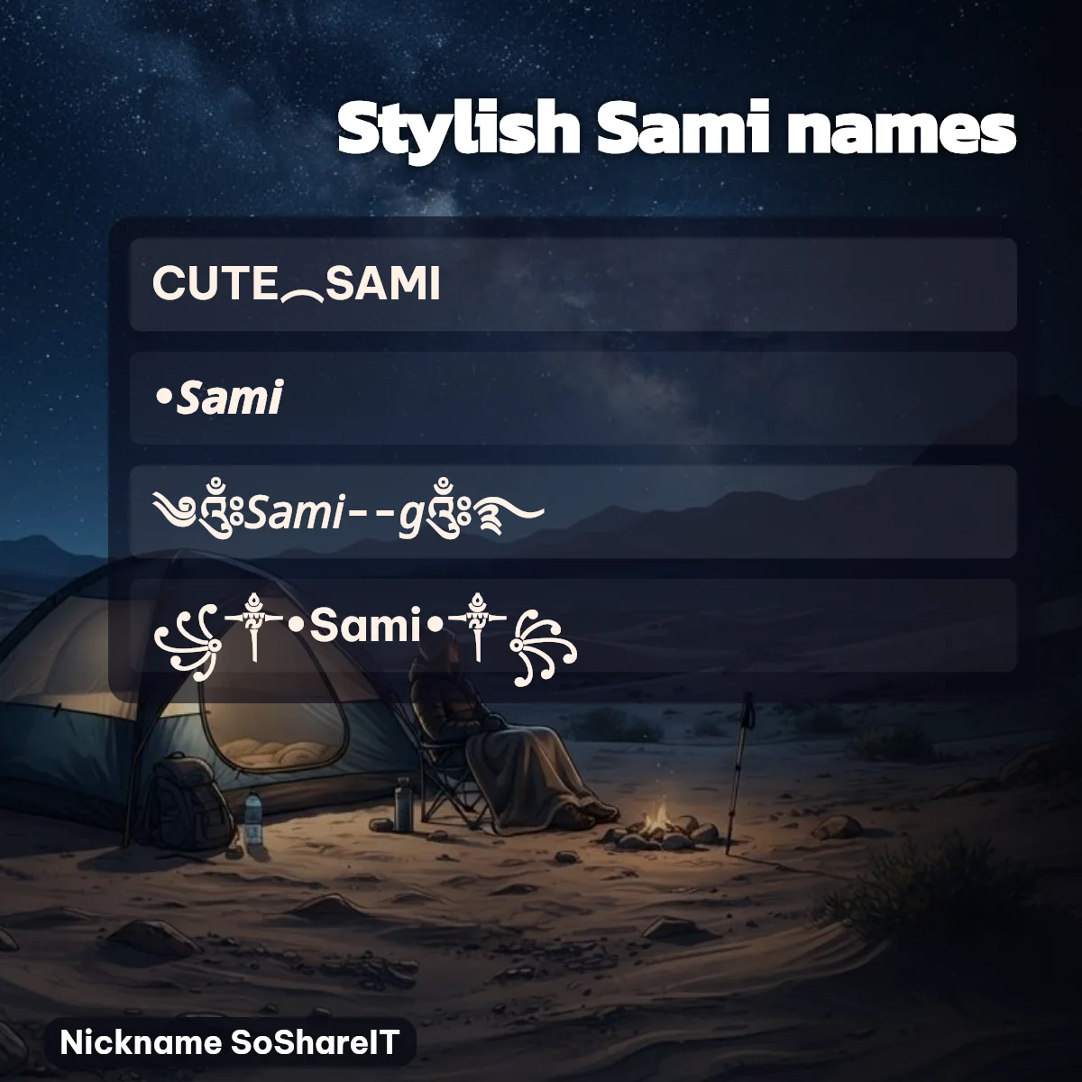 Stylish Sami names with fonts and symbols