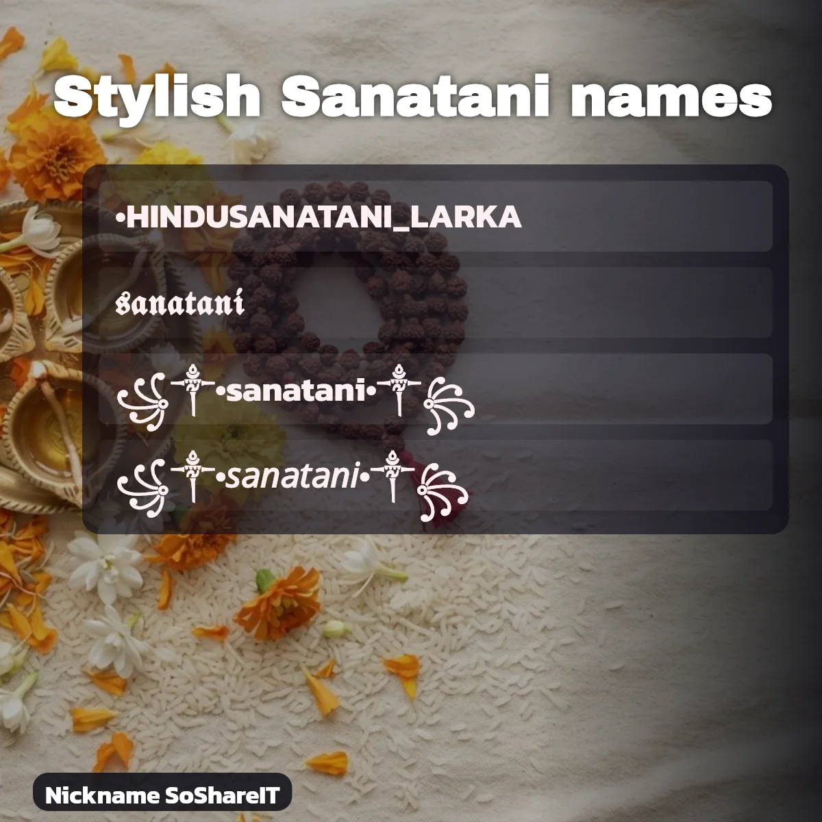 Stylish Sanatani names with fonts and symbols