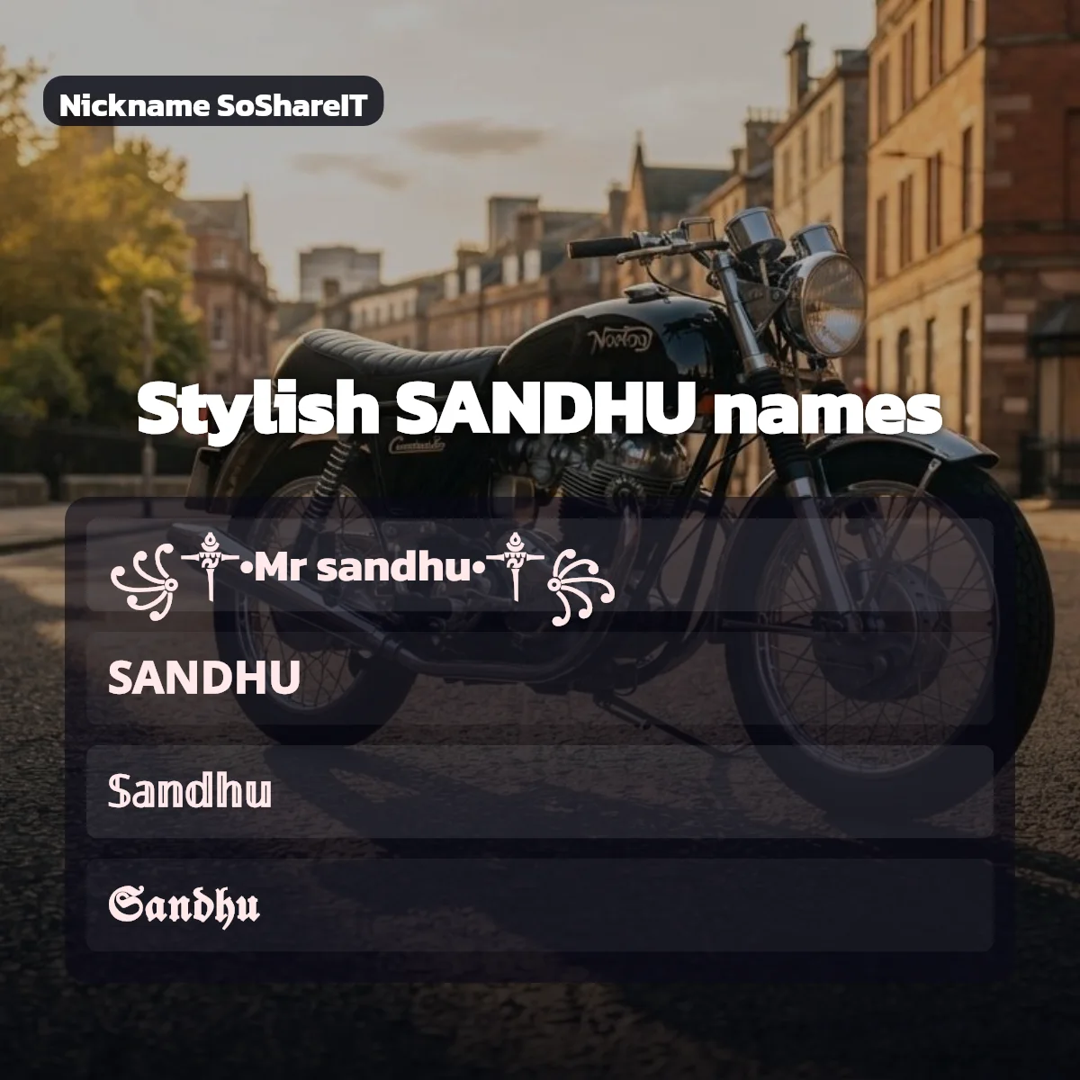 Stylish SANDHU names with fonts and symbols
