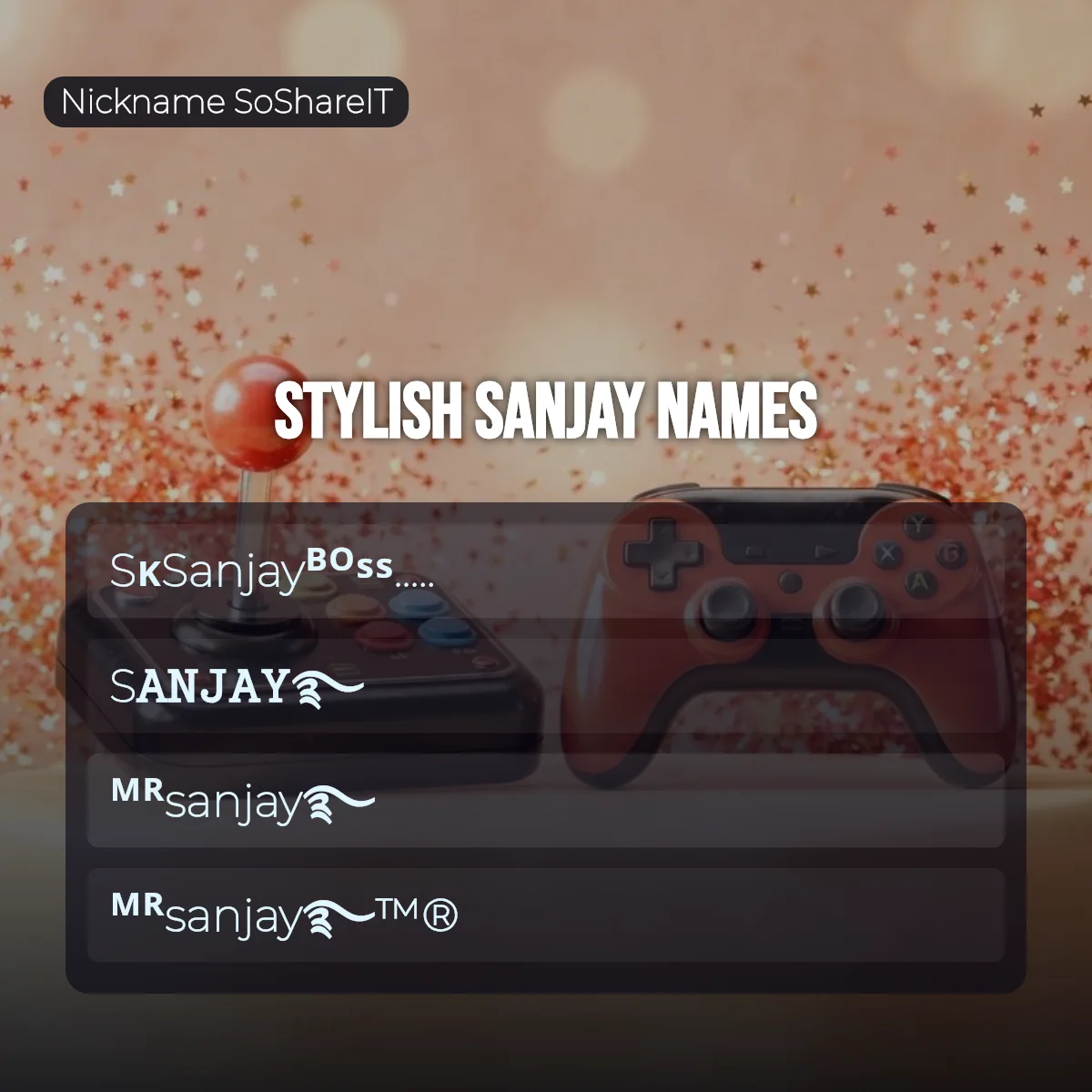 Stylish Sanjay names with fonts and symbols