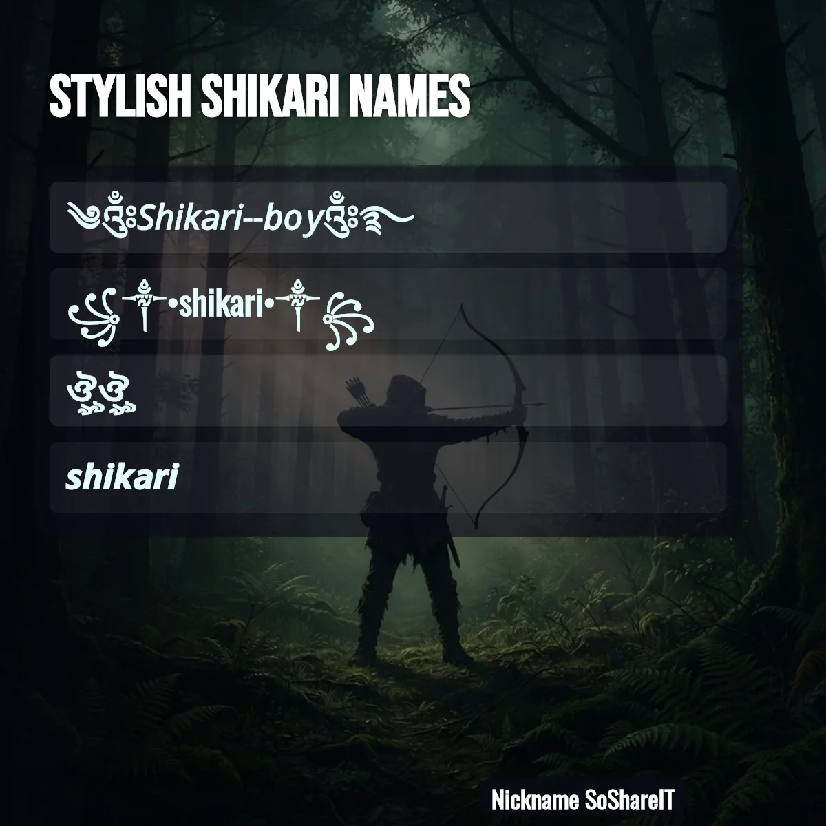 Stylish Shikari names with fonts and symbols