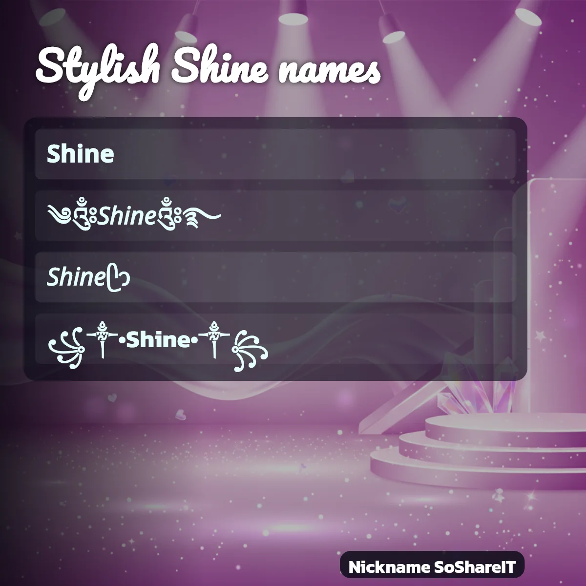 Stylish Shine names with fonts and symbols