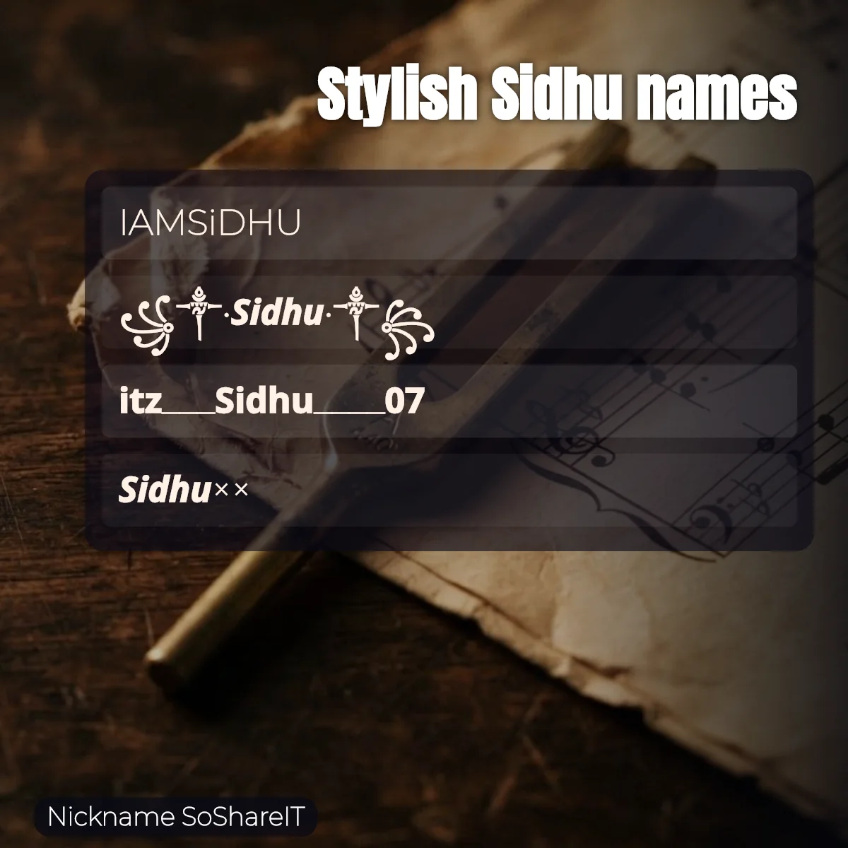 Stylish Sidhu names with fonts and symbols