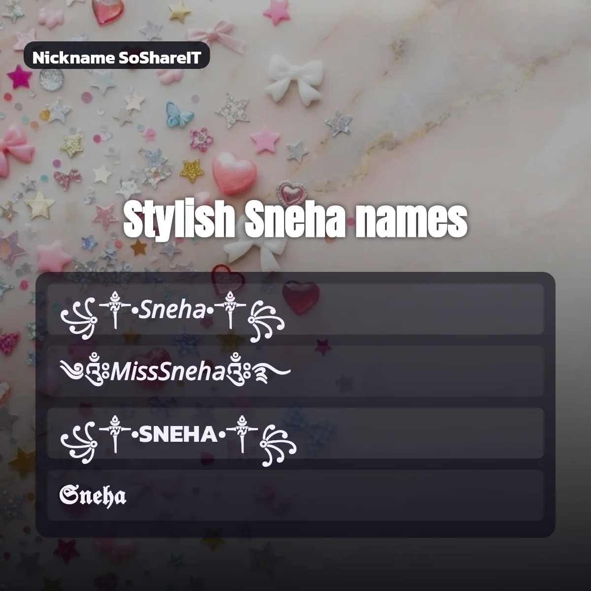 Stylish Sneha names with fonts and symbols