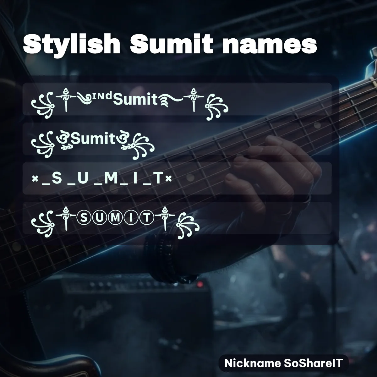 Stylish Sumit names with fonts and symbols