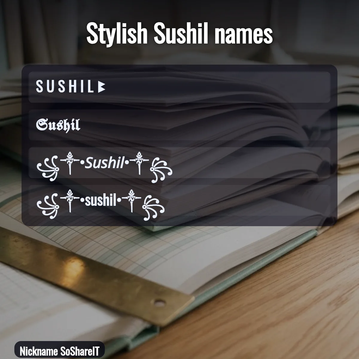 Stylish Sushil names with fonts and symbols