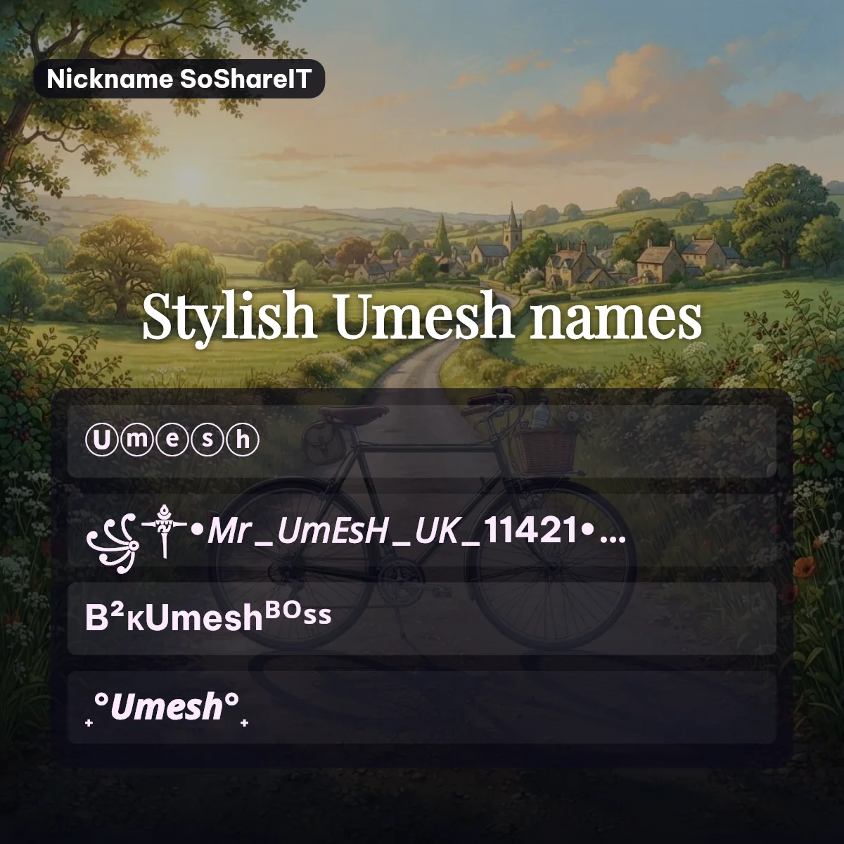Stylish Umesh names with fonts and symbols